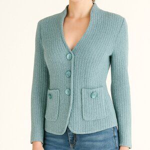 St. John Teal Button-Up Cardigan